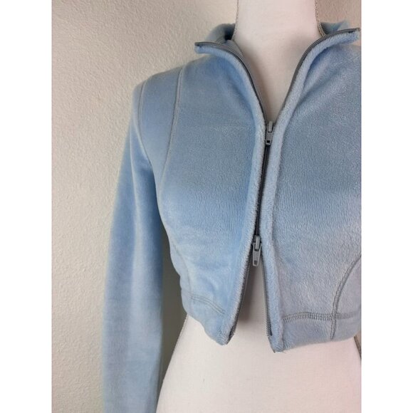 Urban Outfitters Out from Under women's small blue long sleeve cropped fuzzy top - Picture 3 of 11